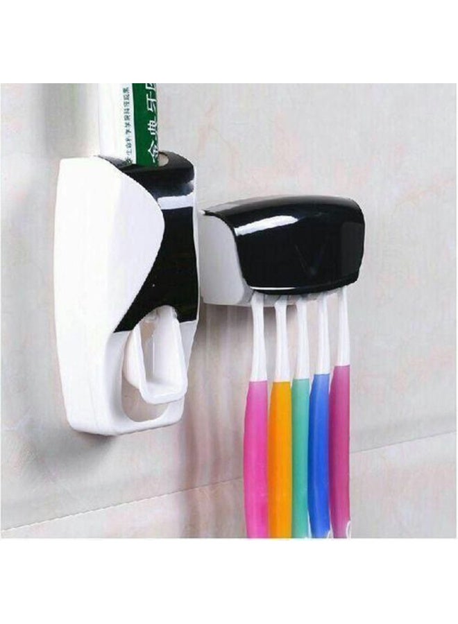 Multifunctional Toothbrush Holder Automatic Toothpaste Dispenser Wall Mounted Bathroom Storage Organizer - Image 3